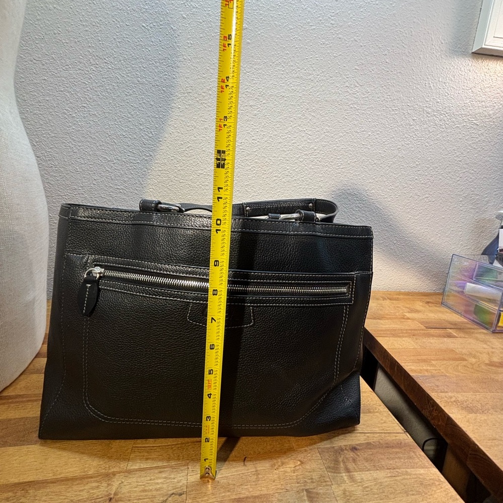 Coach Ashley Leather Carryall Tote Bag Black F14926 - Picture 10 of 12